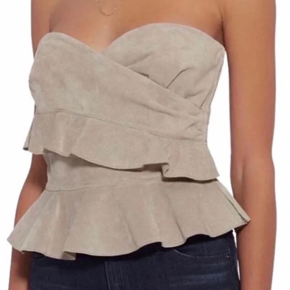 INTERMIX | Tops | Intermix Nora
Suede Top Leather Ruffled Top